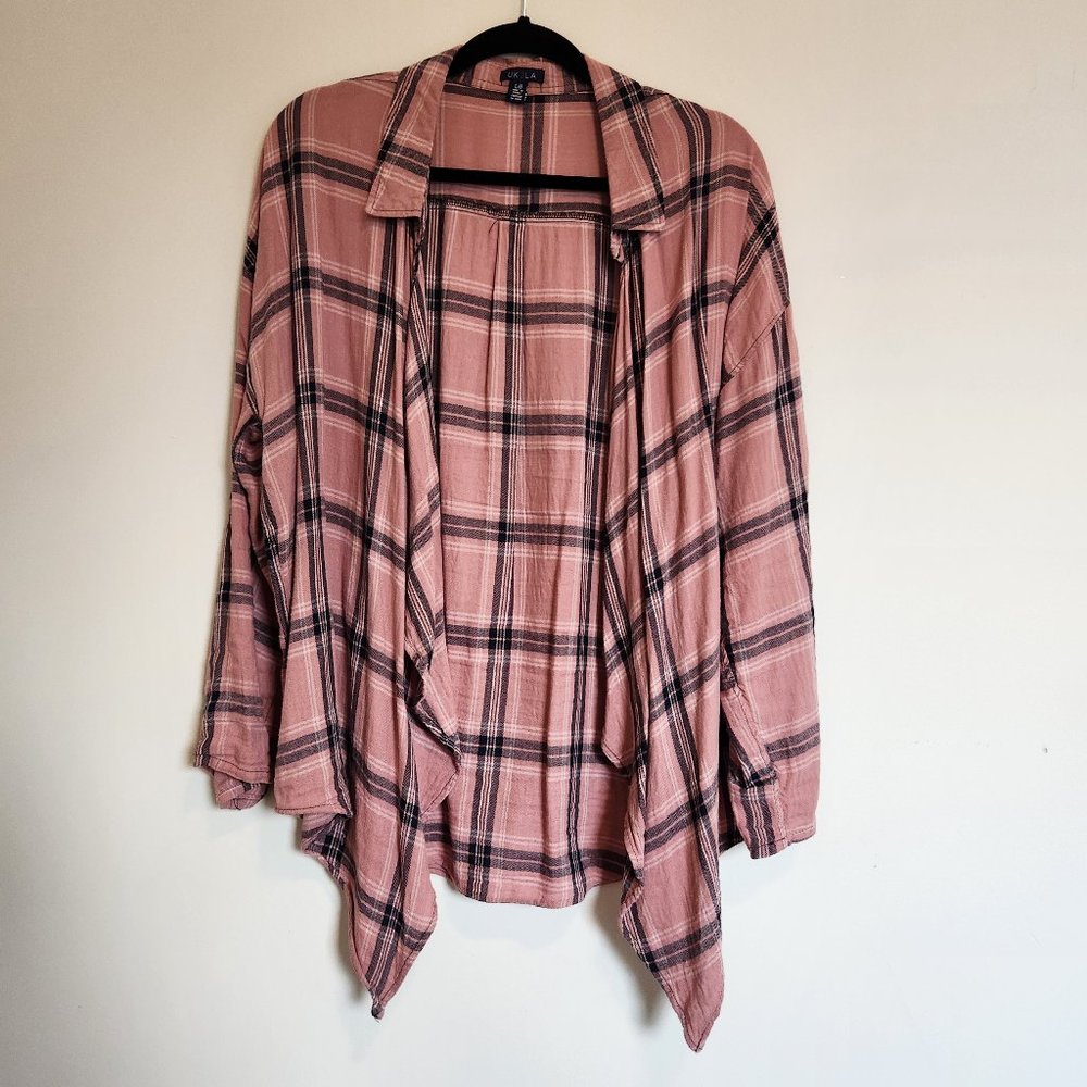 UK2LA Plaid Wrap Cardigan Shirt